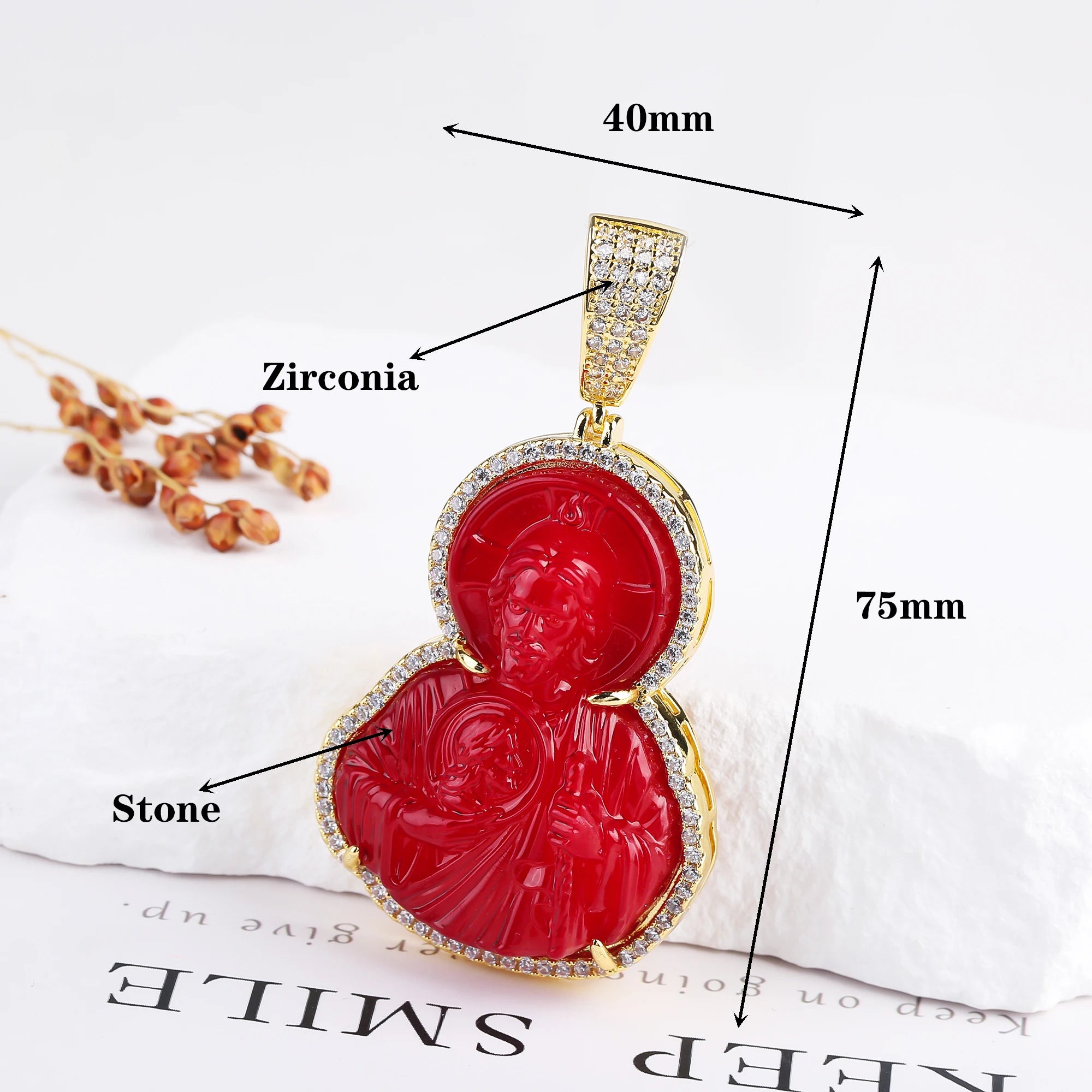High Quality 4 Color Stone Classic Zirconia St. Jude Judas Pendant Fashion for Man Woman Religious Jewelry Party Birthday Gift Qme