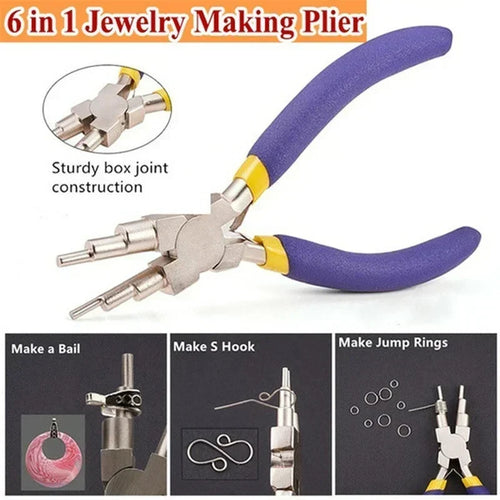 6 In 1 Carbon Steel Bail Making Pliers Round Nose Jewelry Pliers DIY Wire Looping Tool For Earrings Hooks Jewelry Making Qme