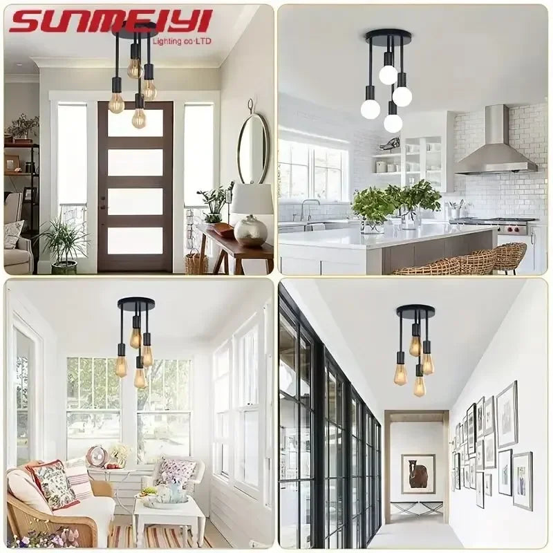 1Pc modern minimalist E27 bulb base ceiling light, bedroom, kitchen, hallway, balcony lighting fixture (without bulb) Qme