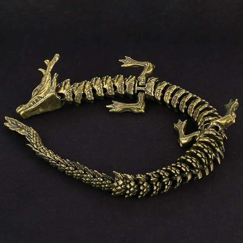 Moveable Body Joints Antique Alloy Lucky Dragon Desktop Office Crafts Qme