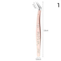 Stainless Steel False Eyelash Tweezers Precision Leather Case Lashes Qme 1 Pink