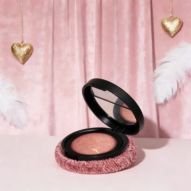 Korean Single Color Shimmer Pearl Blush Powder Natural Face Sculpting Valentine's Day Gift Set Makeup Baking Glow for Women Qme