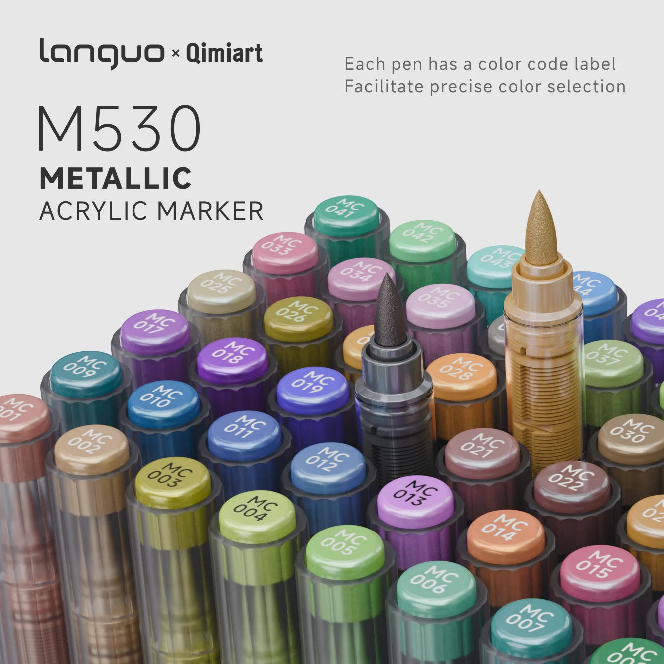 Languo 48 Colors Metallic Acrylic Marker Pen Set, Brush Tip,For Student DIY Graffiti Hand Drawn Paint Pens Stationery Qme