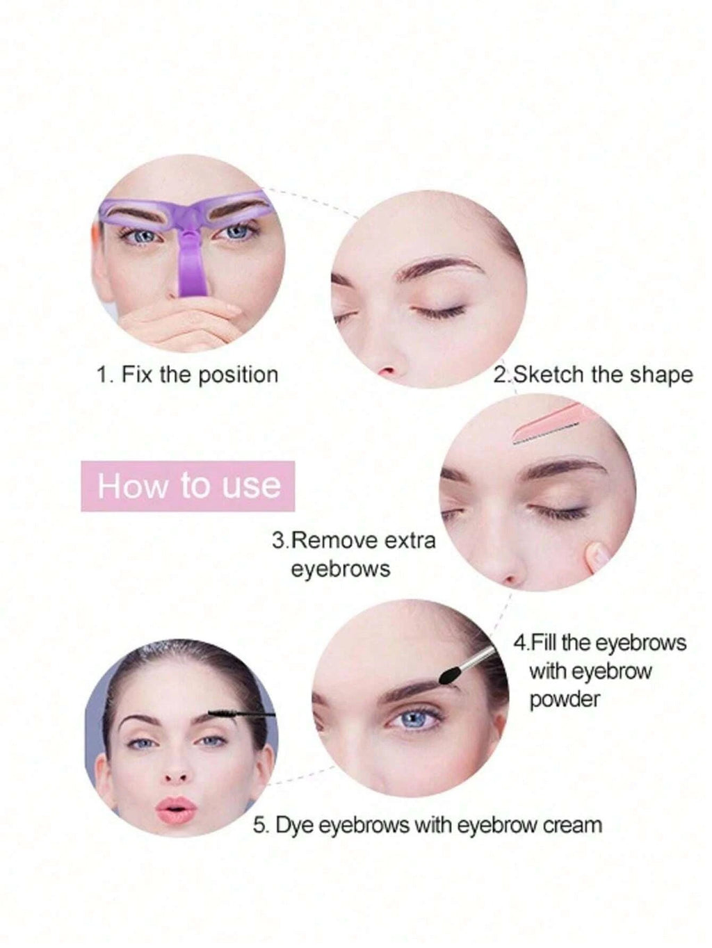 8-In-1 Reusable Eyebrow Template Tool Makeup Model Accessories Qme