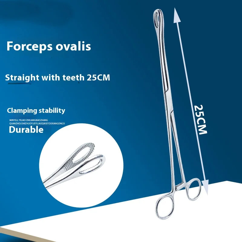 Sponge Forceps Gynecologic Oval Ring Cervical Cupping Tongs Straight Qme m