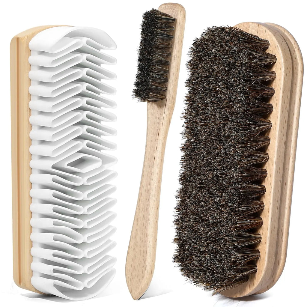 Shoe Cleaning Brush Suede Eraser Premium Horsehair Polish Long Qme 3PCS