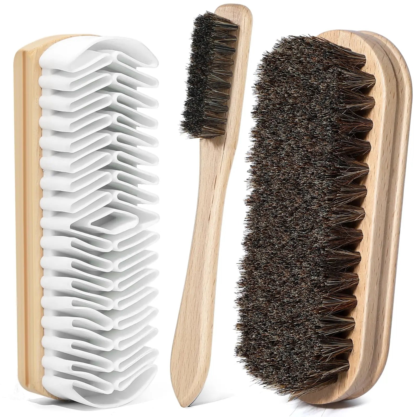 Shoe Cleaning Brush Suede Eraser Premium Horsehair Polish Long Qme 3PCS