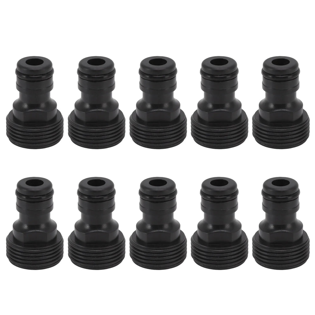 10Pcs Plastic G3/4 Male Thread Tap Connector 25mm Hose Nipple Quick Coupler Reinforced Thread Faucet Adapter for Garden Watering Qme black