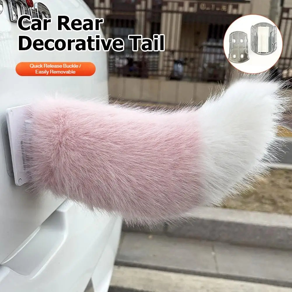 Fluffy Plush Tail Car Decor Strong Adhesive Easy Install Backpack Qme