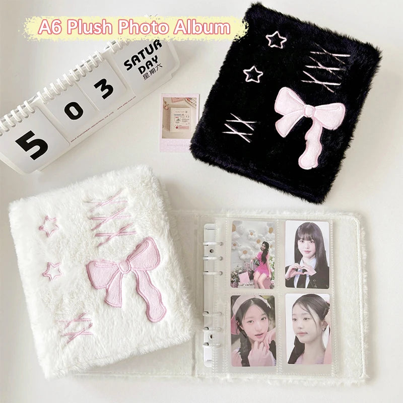 Sophisticated Ballet A6 Album Plush Bowknot Photocard Case Kpop Qme