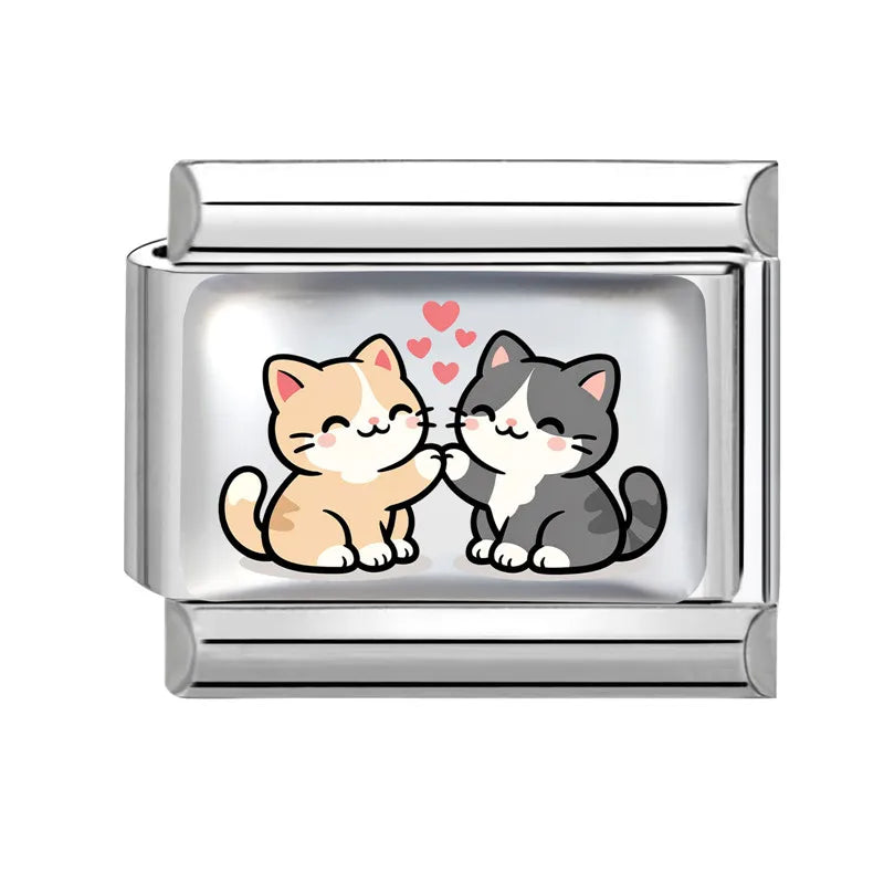Fashion Pink Heart Dogs Cats Colorful Pets Animals Italian Charm Fit 9mm Stainless Steel Women Fashion Bracelet DIY Jewelry Gift Qme S 2