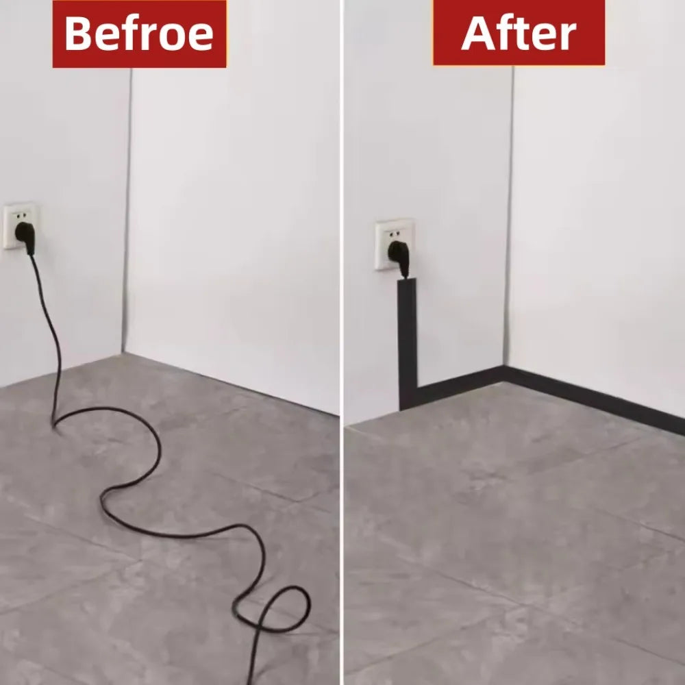 1/3M Floor Cable Protector Self-Adhesive PVC Flexible Cable Protection Strip Prevent Trip Floor Covering Decoration Cable Duct Qme