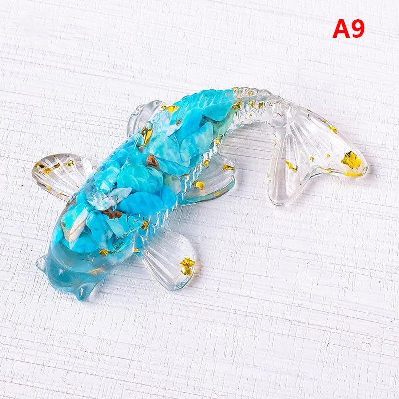 Crystal Stone Gravel Lucky Koi Fish Figurine Resin Mini Quartz Fancy Carp Statue Home Decor Desk Ornament Gift Qme A9