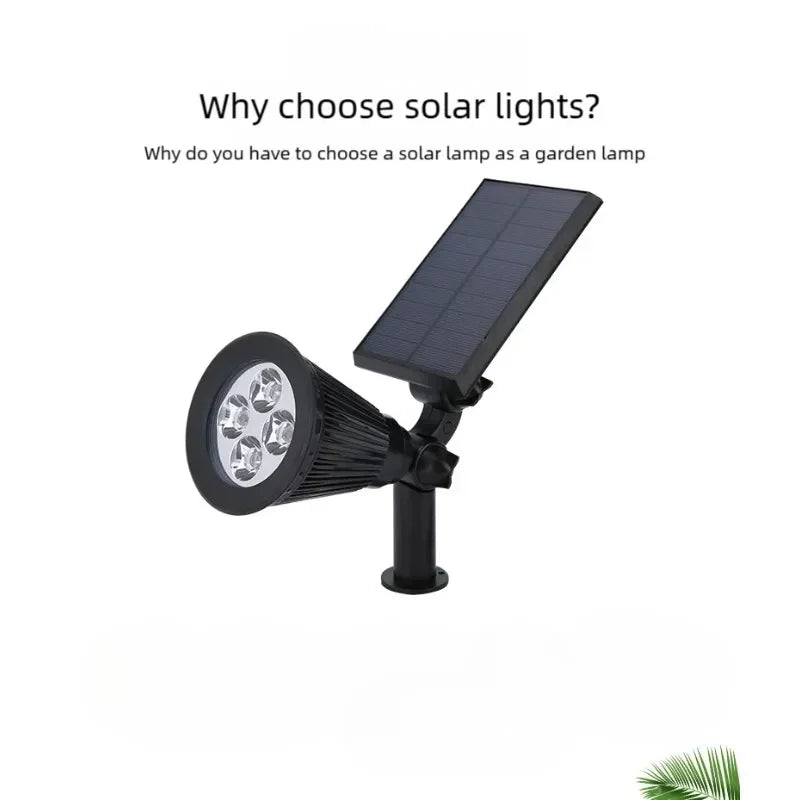 Outdoor Solar Spotlights Ground-plugged Lawn lamp LED 4Bulbs IP65 Waterproof Garden Stone Decorative Lamp tree-expanding light Qme