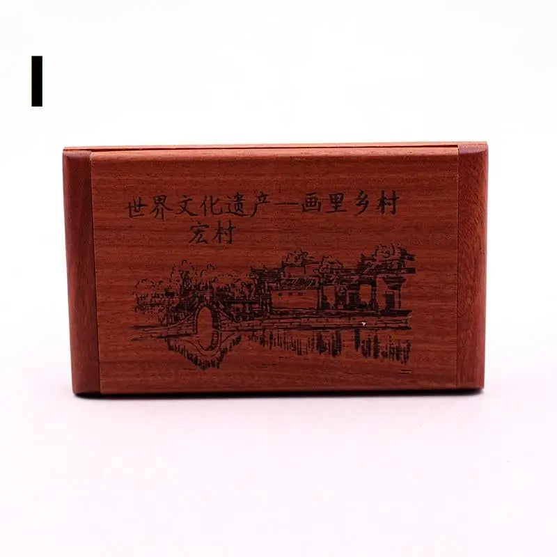 2-in-1 Wooden Comb Mirror Compact Red Sandalwood Folding Travel Home Qme I