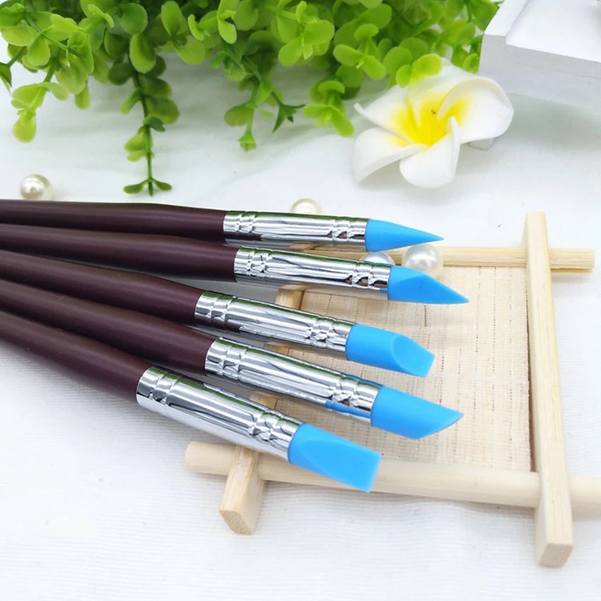 5PCS Sculpting Polymer Clay Tools Rubber Tip Silicone Brushes Pottery Clay Pen Shaping Carving Tools for Painting Nail Art New Qme