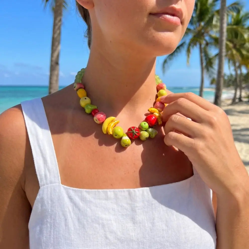 Simple Layered Beads Fruit Necklace Stackable Blueberries Multi Layer Qme