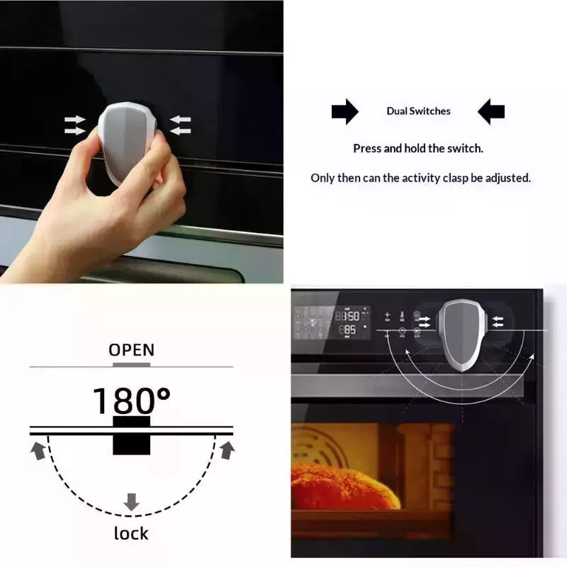 Child Safety Oven Lock Multipurpose Adhesive Installation Heat Resistant For Oven Cabinet Drawer Lock Qme