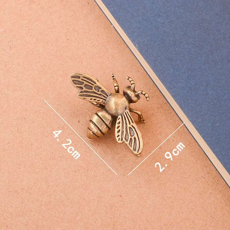 1 Piece Mini Simulation Insect Table Decoration Brass Bee Doll Table Tea Set Pet Antique Copper Crafts Home Desktop Decorations Qme A3