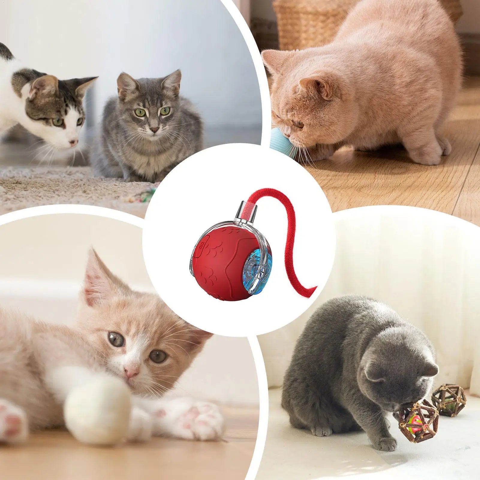 Automatic Cat Ball Rechargeable Pet Game Silicone Cat Balls With Rope For Indoor Play Enrichment Exercise Boredom Stimulation Qme