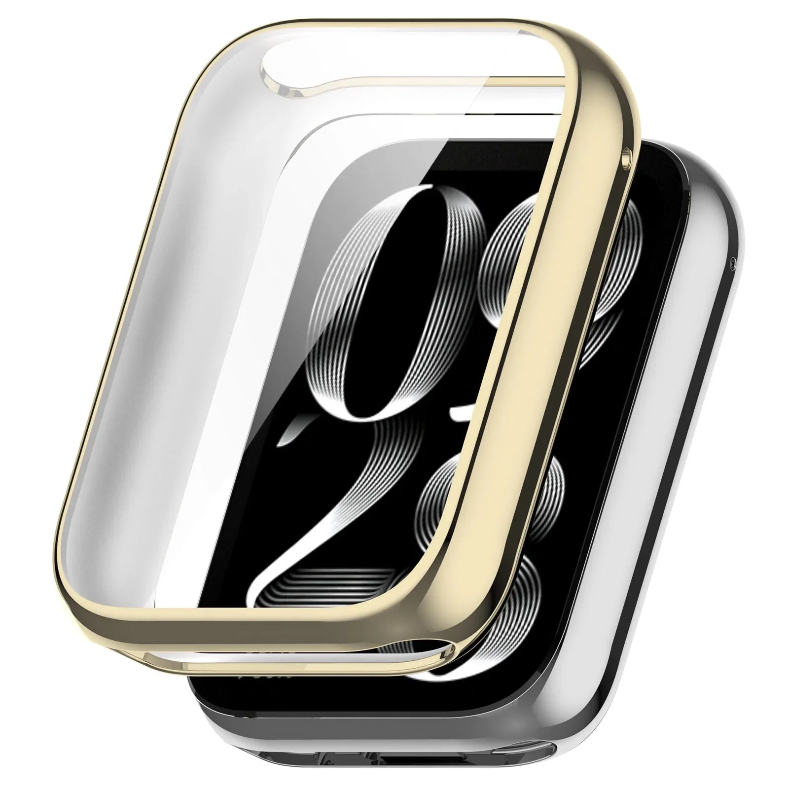 Plating TPU Case for Xiaomi Band 8 Pro 7 Pro Smart Band Full Cover Tempered Glass Screen Protector for Xiaomi Band 8 Pro Case Qme Light Gold For Mi Band 8Pro