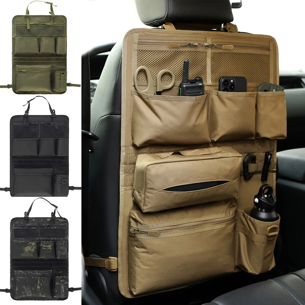 Multi-Pocket Backseat Organizer for SUVs and Trucks - Durable Oxford Cloth Storage Bag with Random Zipper Direction Qme