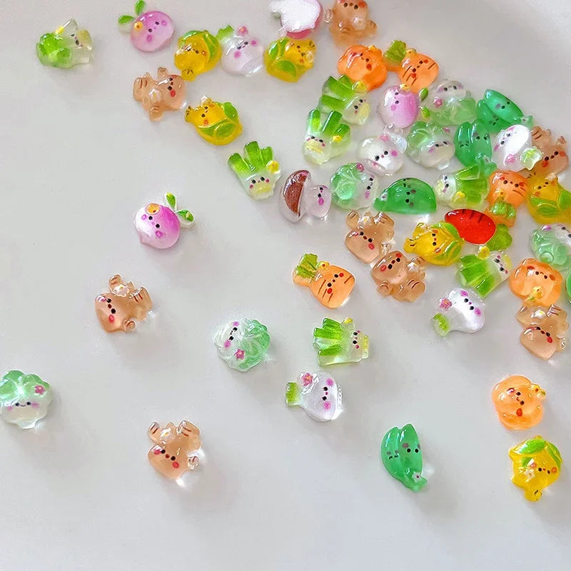Ice-transparent Vegetable Nail Art Accessories Cute Mini Charms Qme