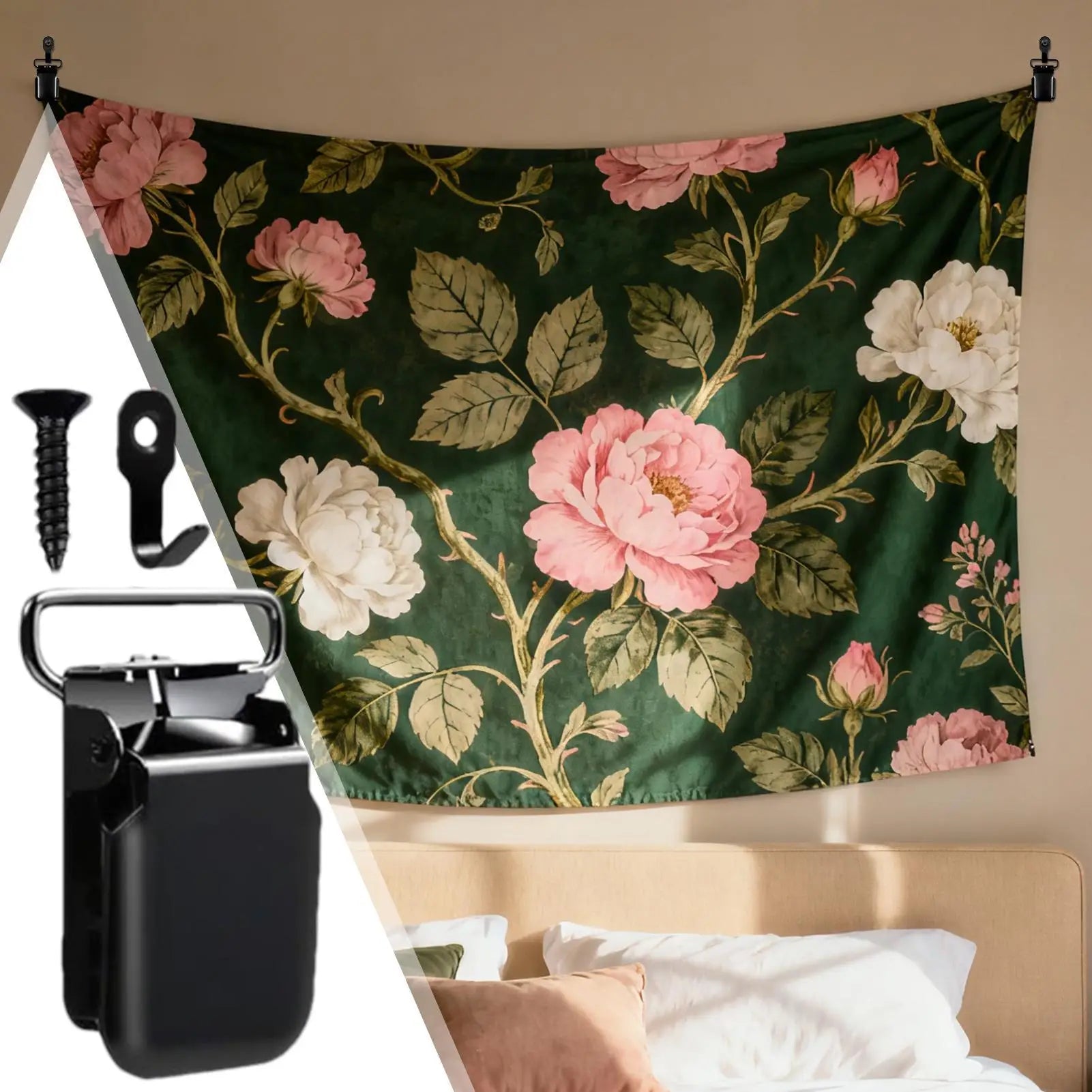 Tapestry Wall Hangers 4 Removable Heavy Duty Clip Clamps Display Qme