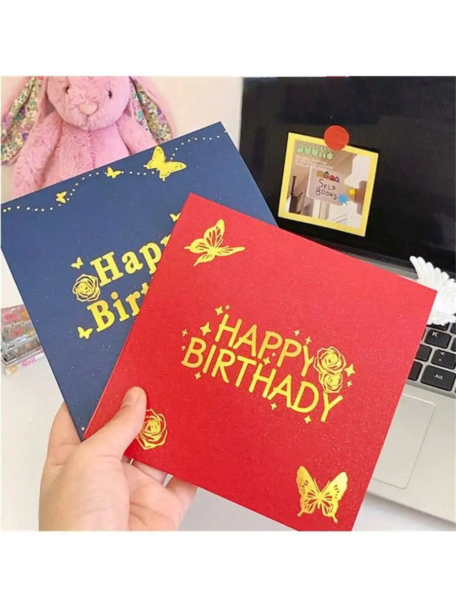 3D Pop Up Birthday Cards Butterfly Cake Design Greeting Laser Cut Qme