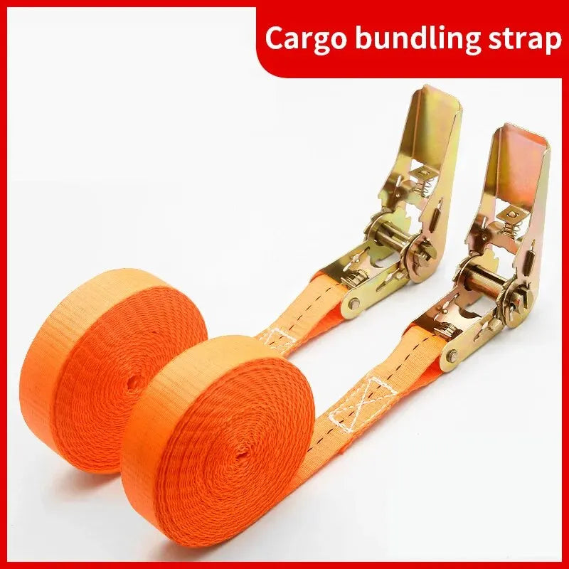 Heavy Duty Metal Buckle Tie-Down Cargo Straps for Car and Truck - Strong Ratchet Belt for Secure Luggage and Cargo Transport Qme
