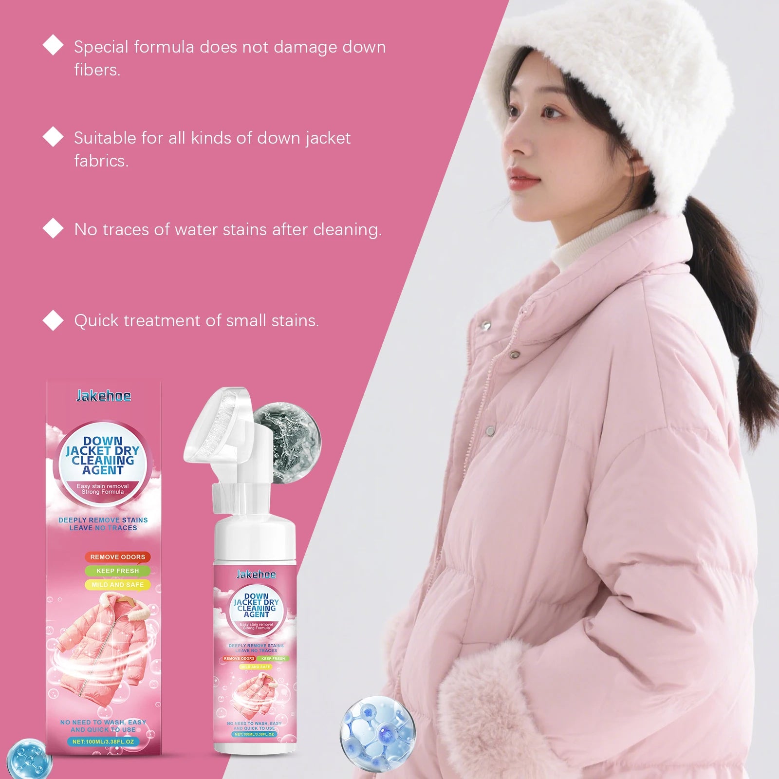 Down Jacket Dry Cleaning Agent Deep Clean Down Jacket Surface Stain Keep Down Fluffy and Soft Eliminate Odor Down Jacket Cleaner Qme