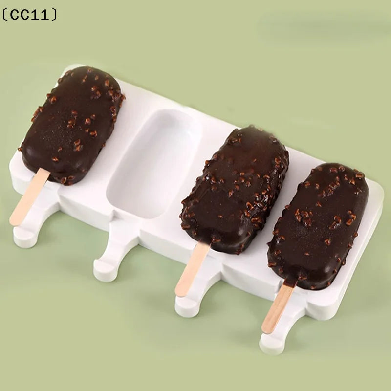 1 2 Ice Cream Popsicles Mould Food Grade Silicone Heart Fruit Qme