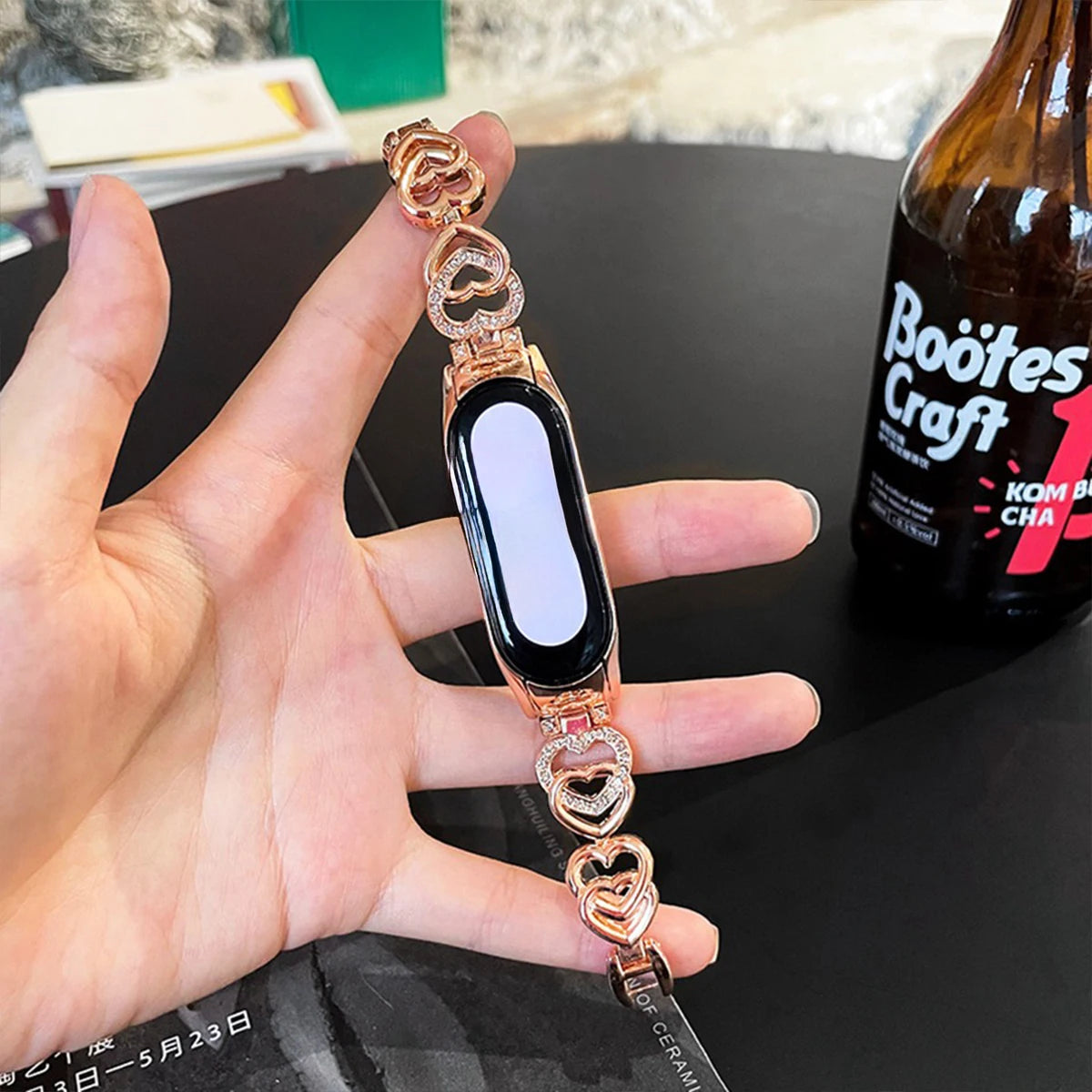 Strap For Xiaomi Mi Band 8 7 Watch Band For Mi Band 5/6/4/3 Fashion INS Love Heart Metal Bracelet Miband Smartwatch Accessories Qme GR For Miband 7