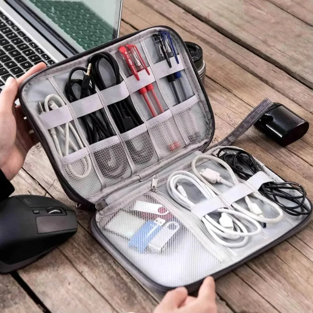 A Cable Storage Bag Waterproof Digital Electronic Organizer Portable USB Data Line Charger Plug Storage Bag Travel Organizer Qme