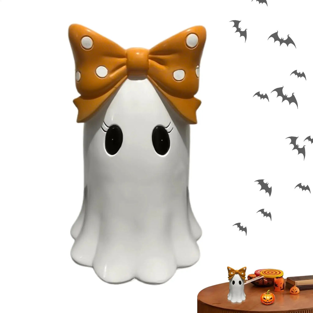 Ghost Decor Halloween Figurines Desktop Resin Ornaments With Bowknot For Gothic Wedding Window Display Birthday Party Indoor Qme China Mainland