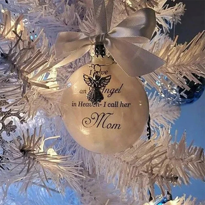 Christmas Tree Balls Commemorate Ornament Feather Ball Angel In Heaven Memorial Ornament Xtmas Tree Hanging In Memory of Mom Dad Qme