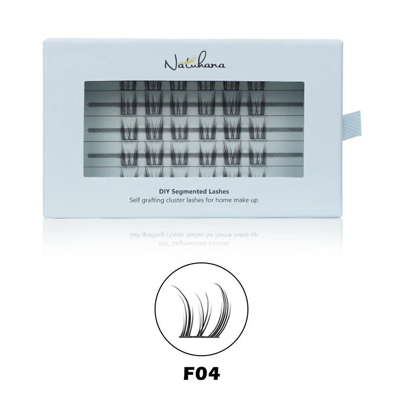 NATUHANA 20D 30D 40D 50D 60D 80D Cluster Eyelashes DIY Individual Qme F04 5rows MIX