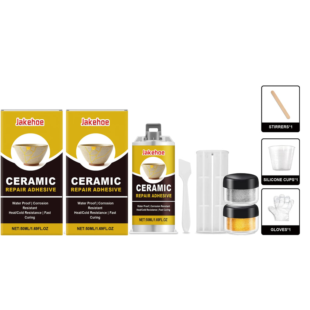 Ceramic Repair Adhesive Kit Repair Ceramic Glass Beautify Cracks Heat & Cold Resistant Fast Curing Waterproof Crack Repair Glue Qme BUY 1 GET 1 FREE