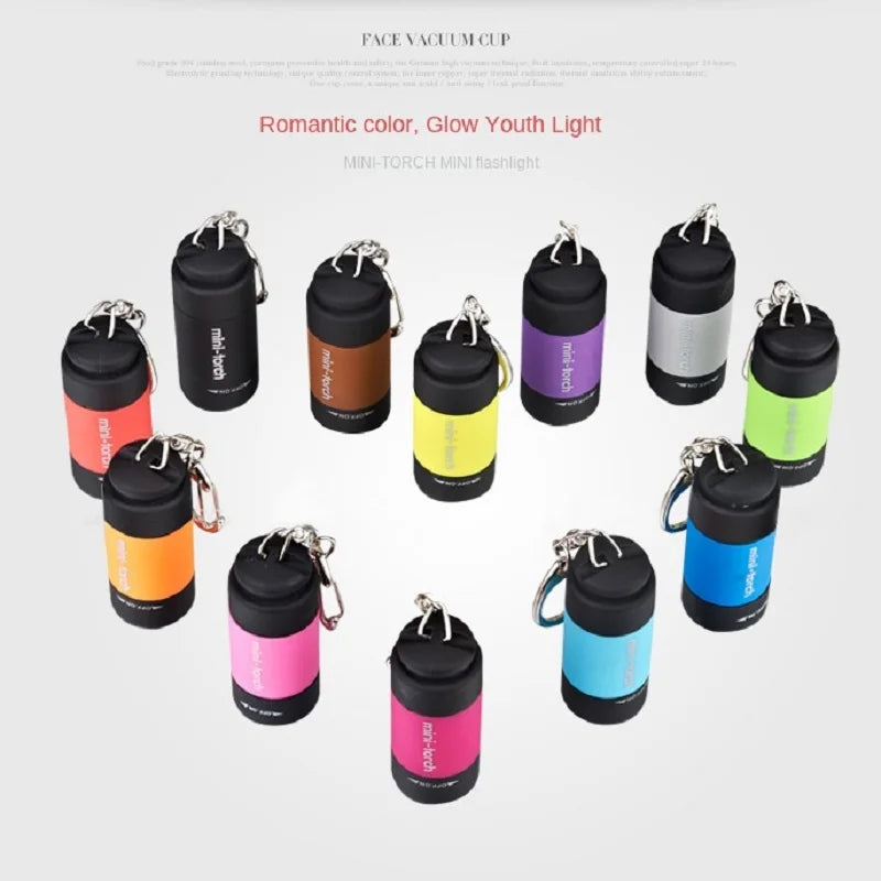 LED Micro Pocket Flashlight Portable USB Rechargeable Keychain Qme