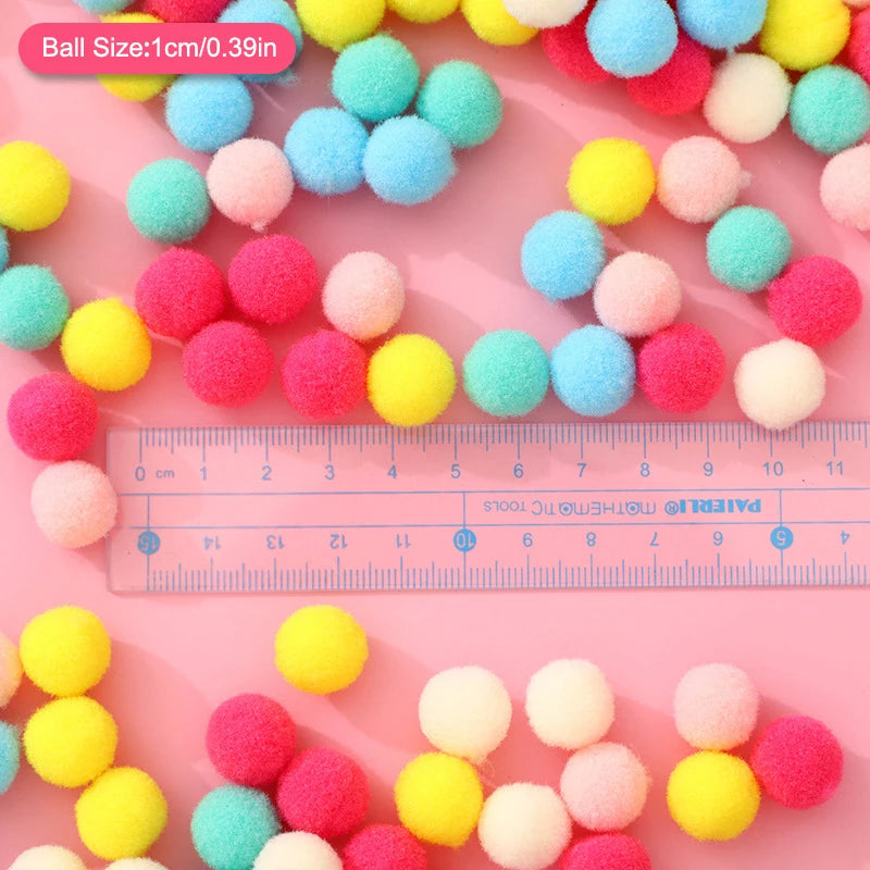 Lot Macaron Pompom Fluffy Ball Coloful Plush Handmade Craft Hairband Qme