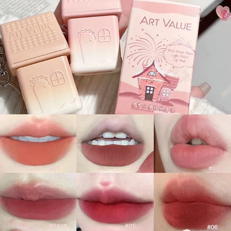Matte Lipstick Berry Wine Soft Velvet Lip Mud Korean Makeup Solid Lip Gloss Non Stick Cup Lasting Moisturizing Light Lip Tint Qme