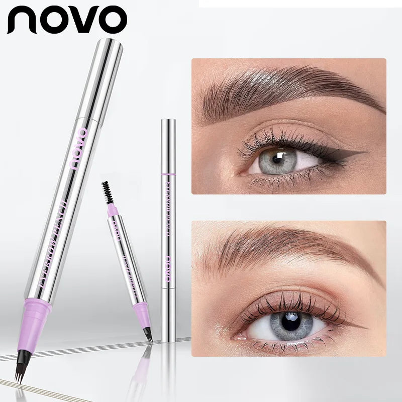 Waterproof Eyebrow Pen, Microblading Pencil With 4 Split Head For Natural Looking Brows Makeup, Eyeliner + Precise Filling Qme
