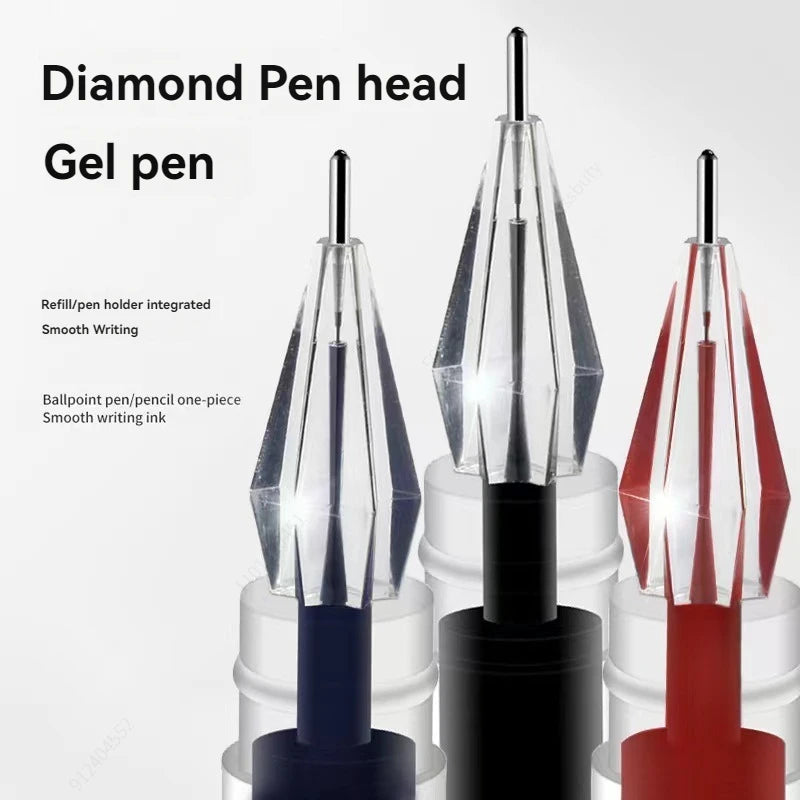 3/10pcs/mix Diamond tip Gel Pen,0.38mm Large-capacity Black/Blue/Red ink Exam Signing Writing School Office Supplie Stationery Qme