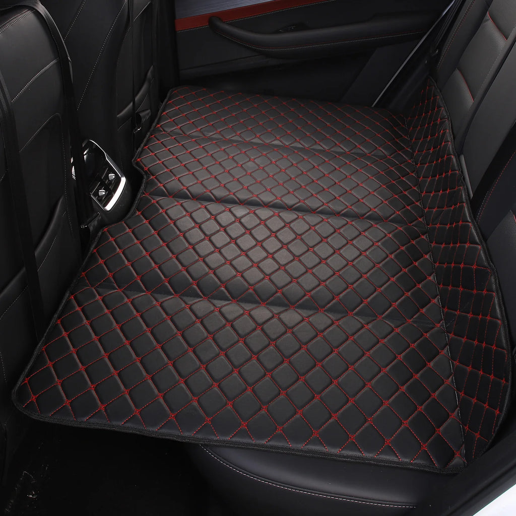Car Mattress PU Leather Car Back Seat Folding Bed Mattress Non-Inflatable Portable Back Seat Mattress for Sedan SUV Truck Qme