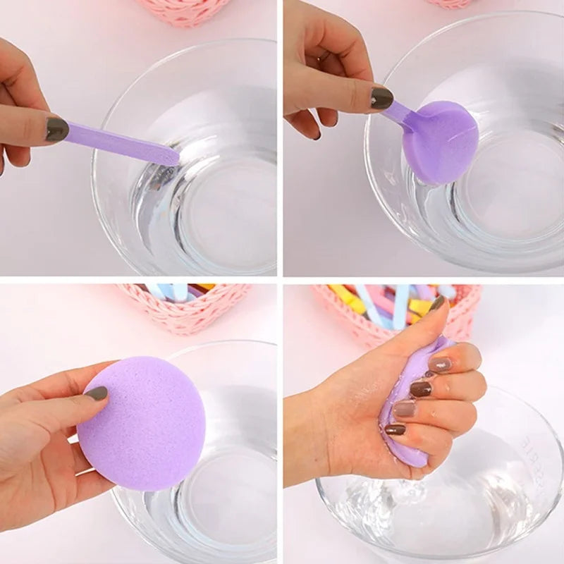 Compress Face Wash Puff with Storage Box Facial Cleansing Sponge for Makeup Remover Round Face Wash Sponge Skincare Beauty Tool Qme
