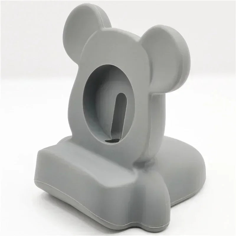 Desktop stand for Apple Watch Series 10 9 8 7 6 SE 5 and 4 iWatch silicone charger 46mm 44mm 42mm 41mm 40mm Watch charging stand Qme 02-Gray