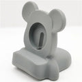 Mickey Mouse Charger Stand Minnie Desktop Holder for Apple Watch 9 8 7 6 5 4 iWatch 3 2 1 SE Cartoon Silicone Charging Base Qme 02-Gray
