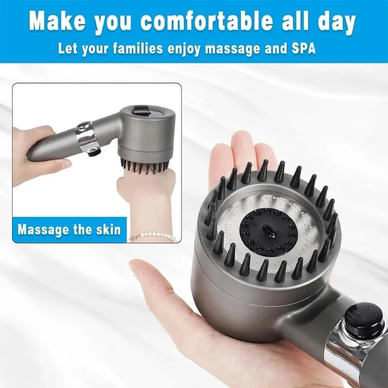 Handheld Shower Head with ON/OFF Switch 3 Modes High Pressure Water Saving Filter Powerful Massage Spa for Bathroom Qme