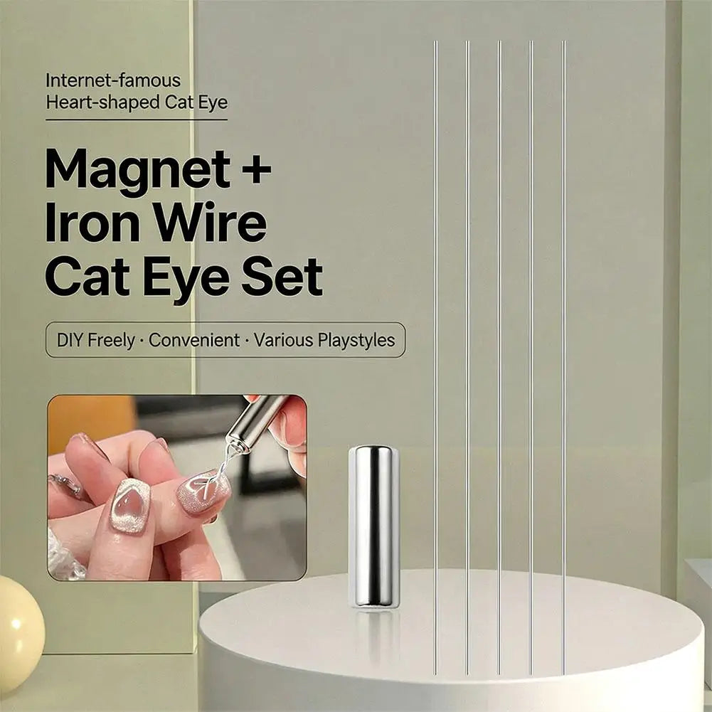 Double Ended Magnetic Nail Polish Stick Cat Eye Cylindrical Iron Wire Qme