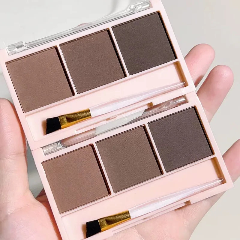 3-Color Brow Powder Brush Long-lasting Color-resistant Versatile Qme